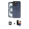 MARSİLYAN™- iPhone 16 Pro Max Kılıf Kıvılcım Işık Serisi - Siyah 3D Antistatik Mat Seramik Nano Ekran Koruyucu + PVD Metal Kamera Lens - SH