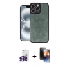 MARSİLYAN™- iPhone 16 Pro Max Kılıf Kıvılcım Işık Serisi - Siyah 3D Antistatik Mat Seramik Nano Ekran Koruyucu + Siyah Bilvis Titan Kamera Lens