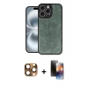 MARSİLYAN™- iPhone 16 Pro Max Kılıf Kıvılcım Işık Serisi - Siyah 3D Antistatik Mat Seramik Nano Ekran Koruyucu + Çöl Titanyum Pers Alüminyum Kamera Lens