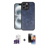MARSİLYAN™- iPhone 16 Pro Max Kılıf Kıvılcım Işık Serisi - Siyah 3D Antistatik Mat Seramik Nano Ekran Koruyucu + Siyah Bilvis Titan Kamera Lens