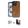 MARSİLYAN™- iPhone 16 Pro Max Kılıf Kıvılcım Işık Serisi - Siyah 3D Antistatik Mat Seramik Nano Ekran Koruyucu + Pers Alüminyum Kamera Lens - GS