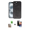 MARSİLYAN™- iPhone 16 Pro Max Kılıf Kıvılcım Işık Serisi - Siyah 3D Antistatik Mat Seramik Nano Ekran Koruyucu + Raze Metal Kamera Lens - CLTM