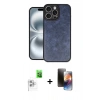 MARSİLYAN™- iPhone 16 Pro Max Kılıf Kıvılcım Işık Serisi - Siyah 3D Antistatik Mat Seramik Nano Ekran Koruyucu + Raze Metal Kamera Lens - BZ