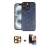 MARSİLYAN™- iPhone 16 Pro Max Kılıf Kıvılcım Işık Serisi - Siyah 3D Antistatik Mat Seramik Nano Ekran Koruyucu + Pers Alüminyum Kamera Lens - CLTM