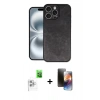 MARSİLYAN™- iPhone 16 Pro Max Kılıf Kıvılcım Işık Serisi - Siyah 3D Antistatik Mat Seramik Nano Ekran Koruyucu + Raze Metal Kamera Lens - BZ