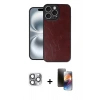 MARSİLYAN™- iPhone 16 Pro Max Kılıf Kıvılcım Işık Serisi - Siyah 3D Antistatik Mat Seramik Nano Ekran Koruyucu + Pers Alüminyum Kamera Lens - GI