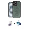 MARSİLYAN™- iPhone 16 Pro Max Kılıf Kıvılcım Işık Serisi - Siyah 3D Antistatik Seramik Nano Ekran Koruyucu + Bilvis Titan Kamera Lens - TMGI