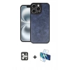 MARSİLYAN™- iPhone 16 Pro Max Kılıf Kıvılcım Işık Serisi - Siyah 3D Antistatik Seramik Nano Ekran Koruyucu + PVD Metal Kamera Lens - GS