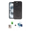 MARSİLYAN™- iPhone 16 Pro Max Kılıf Kıvılcım Işık Serisi - Siyah 3D Antistatik Seramik Nano Ekran Koruyucu + Raze Metal Kamera Lens - NLGY