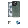 MARSİLYAN™- iPhone 16 Pro Max Kılıf Kıvılcım Işık Serisi - Siyah 3D Antistatik Seramik Nano Ekran Koruyucu + PVD Metal Kamera Lens - GD