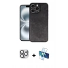 MARSİLYAN™- iPhone 16 Pro Max Kılıf Kıvılcım Işık Serisi - Siyah 3D Antistatik Seramik Nano Ekran Koruyucu + Pers Alüminyum Kamera Lens - GI