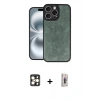 MARSİLYAN™- iPhone 16 Pro Max Kılıf Kıvılcım Işık Serisi - Siyah Bilvis 3D Cam Ekran Koruyucu + Gold PVD Metal Kamera Lens