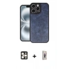 MARSİLYAN™- iPhone 16 Pro Max Kılıf Kıvılcım Işık Serisi - Siyah Bilvis 3D Cam Ekran Koruyucu + Gold PVD Metal Kamera Lens