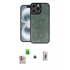 MARSİLYAN™- iPhone 16 Pro Max Kılıf Kıvılcım Işık Serisi - Siyah Bilvis 3D Cam Ekran Koruyucu + Natural Grey Raze Metal Kamera Lens