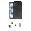 MARSİLYAN™- iPhone 16 Pro Max Kılıf Kıvılcım Işık Serisi - Siyah Bilvis 3D Cam Ekran Koruyucu + Natural Grey Raze Metal Kamera Lens