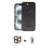 MARSİLYAN™- iPhone 16 Pro Max Kılıf Kıvılcım Işık Serisi - Siyah Bilvis 3D Cam Ekran Koruyucu + Pers Alüminyum Kamera Lens - CLTM