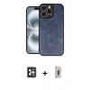 MARSİLYAN™- iPhone 16 Pro Max Kılıf Kıvılcım Işık Serisi - Siyah Bilvis 3D Cam Ekran Koruyucu + PVD Metal Kamera Lens - SH