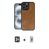 MARSİLYAN™- iPhone 16 Pro Max Kılıf Kıvılcım Işık Serisi - Siyah Bilvis 3D Cam Ekran Koruyucu + PVD Metal Kamera Lens - SH