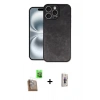MARSİLYAN™- iPhone 16 Pro Max Kılıf Kıvılcım Işık Serisi - Siyah Bilvis 3D Cam Ekran Koruyucu + Raze Metal Kamera Lens - CLTM