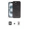 MARSİLYAN™- iPhone 16 Pro Max Kılıf Kıvılcım Işık Serisi - Siyah Bilvis 3D Cam Ekran Koruyucu + PVD Metal Kamera Lens - SH