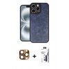 MARSİLYAN™- iPhone 16 Pro Max Kılıf Kıvılcım Işık Serisi - Siyah Bilvis 3X AR Hayalet Cam Ekran Koruyucu + Pers Alüminyum Kamera Lens - CLTM