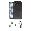 MARSİLYAN™- iPhone 16 Pro Max Kılıf Kıvılcım Işık Serisi - Siyah Bilvis 3X AR Hayalet Cam Ekran Koruyucu + Raze Metal Kamera Lens - BZ