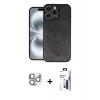 MARSİLYAN™- iPhone 16 Pro Max Kılıf Kıvılcım Işık Serisi - Siyah Bilvis 3X AR Hayalet Cam Ekran Koruyucu + Pers Alüminyum Kamera Lens - GS
