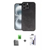 MARSİLYAN™- iPhone 16 Pro Max Kılıf Kıvılcım Işık Serisi - Siyah Bilvis 3X AR Hayalet Cam Ekran Koruyucu + Raze Metal Kamera Lens - SH