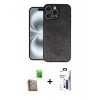 MARSİLYAN™- iPhone 16 Pro Max Kılıf Kıvılcım Işık Serisi - Siyah Bilvis 3X AR Hayalet Cam Ekran Koruyucu + Raze Metal Kamera Lens - CLTM