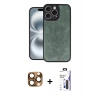 MARSİLYAN™- iPhone 16 Pro Max Kılıf Kıvılcım Işık Serisi - Siyah Bilvis 3X AR Hayalet Cam Ekran Koruyucu + Pers Alüminyum Kamera Lens - CLTM