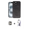 MARSİLYAN™- iPhone 16 Pro Max Kılıf Kıvılcım Işık Serisi - Siyah Bilvis 3X AR Hayalet Cam Ekran Koruyucu + PVD Metal Kamera Lens - GD