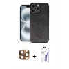 MARSİLYAN™- iPhone 16 Pro Max Kılıf Kıvılcım Işık Serisi - Siyah Bilvis 3X AR HD Cam Ekran Koruyucu + Pers Alüminyum Kamera Lens - CLTM