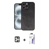 MARSİLYAN™- iPhone 16 Pro Max Kılıf Kıvılcım Işık Serisi - Siyah Bilvis 3X AR HD Cam Ekran Koruyucu + PVD Metal Kamera Lens - GS