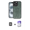 MARSİLYAN™- iPhone 16 Pro Max Kılıf Kıvılcım Işık Serisi - Siyah Bilvis 5in1 3D Magic Cam Ekran Koruyucu + PVD Metal Kamera Lens - SH