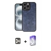 MARSİLYAN™- iPhone 16 Pro Max Kılıf Kıvılcım Işık Serisi - Siyah Bilvis 5in1 3D Magic Cam Ekran Koruyucu + PVD Metal Kamera Lens - GD