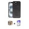 MARSİLYAN™- iPhone 16 Pro Max Kılıf Kıvılcım Işık Serisi - Siyah Bilvis 5in1 3D Magic Cam Ekran Koruyucu + Pers Alüminyum Kamera Lens - CLTM
