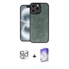 MARSİLYAN™- iPhone 16 Pro Max Kılıf Kıvılcım Işık Serisi - Siyah Bilvis 5in1 3D Magic Cam Ekran Koruyucu + Pers Alüminyum Kamera Lens - GS