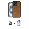 MARSİLYAN™- iPhone 16 Pro Max Kılıf Kıvılcım Işık Serisi - Siyah Bilvis 5in1 3D Magic Cam Ekran Koruyucu + PVD Metal Kamera Lens - SH