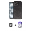 MARSİLYAN™- iPhone 16 Pro Max Kılıf Kıvılcım Işık Serisi - Siyah Bilvis 5in1 3D Magic Cam Ekran Koruyucu + PVD Metal Kamera Lens - SH