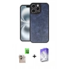 MARSİLYAN™- iPhone 16 Pro Max Kılıf Kıvılcım Işık Serisi - Siyah Bilvis 5in1 3D Magic Cam Ekran Koruyucu + Natural Grey Raze Metal Kamera Lens