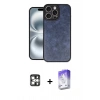 MARSİLYAN™- iPhone 16 Pro Max Kılıf Kıvılcım Işık Serisi - Siyah Bilvis 5in1 3D Magic Cam Ekran Koruyucu + PVD Metal Kamera Lens - GS