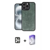 MARSİLYAN™- iPhone 16 Pro Max Kılıf Kıvılcım Işık Serisi - Siyah Bilvis 5in1 3D Magic Cam Ekran Koruyucu + PVD Metal Kamera Lens - GS