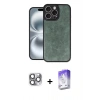 MARSİLYAN™- iPhone 16 Pro Max Kılıf Kıvılcım Işık Serisi - Siyah Bilvis 5in1 3D Magic Cam Ekran Koruyucu + Pers Alüminyum Kamera Lens - GI