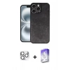 MARSİLYAN™- iPhone 16 Pro Max Kılıf Kıvılcım Işık Serisi - Siyah Bilvis 5in1 3D Magic Cam Ekran Koruyucu + Pers Alüminyum Kamera Lens - GS
