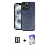 MARSİLYAN™- iPhone 16 Pro Max Kılıf Kıvılcım Işık Serisi - Siyah Bilvis 5in1 3D Magic Cam Ekran Koruyucu + PVD Metal Kamera Lens - SH