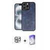 MARSİLYAN™- iPhone 16 Pro Max Kılıf Kıvılcım Işık Serisi - Siyah Bilvis 5in1 3D Magic Cam Ekran Koruyucu + Pers Alüminyum Kamera Lens - GI