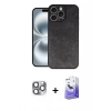 MARSİLYAN™- iPhone 16 Pro Max Kılıf Kıvılcım Işık Serisi - Siyah Bilvis 5in1 5D Magic Hayalet Cam Ekran Koruyucu + Gri Pers Alüminyum Kamera Lens