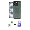 MARSİLYAN™- iPhone 16 Pro Max Kılıf Kıvılcım Işık Serisi - Siyah Bilvis 5in1 5D Magic Hayalet Cam Ekran Koruyucu + Raze Metal Kamera Lens - BZ