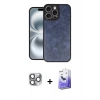 MARSİLYAN™- iPhone 16 Pro Max Kılıf Kıvılcım Işık Serisi - Siyah Bilvis 5in1 5D Magic Hayalet Cam Ekran Koruyucu + Gri Pers Alüminyum Kamera Lens