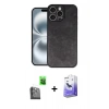 MARSİLYAN™- iPhone 16 Pro Max Kılıf Kıvılcım Işık Serisi - Siyah Bilvis 5in1 5D Magic Hayalet Cam Ekran Koruyucu + Raze Metal Kamera Lens - SH
